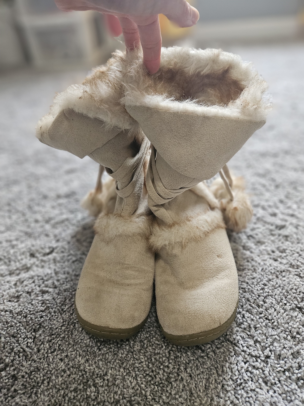 Women's Tan Faux Fur Lined Winter Boots - Beige